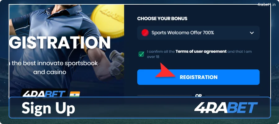 Click the registration button on the 4raBet sign-up form to finalize your account.