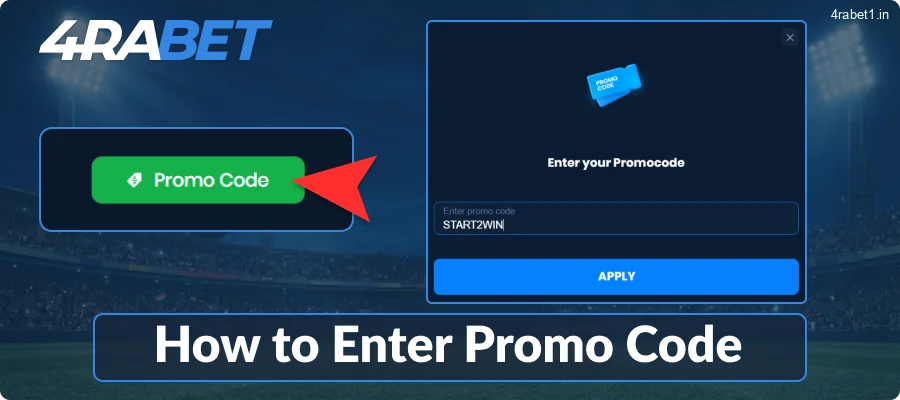 Instructions for applying promo codes on 4Rabet