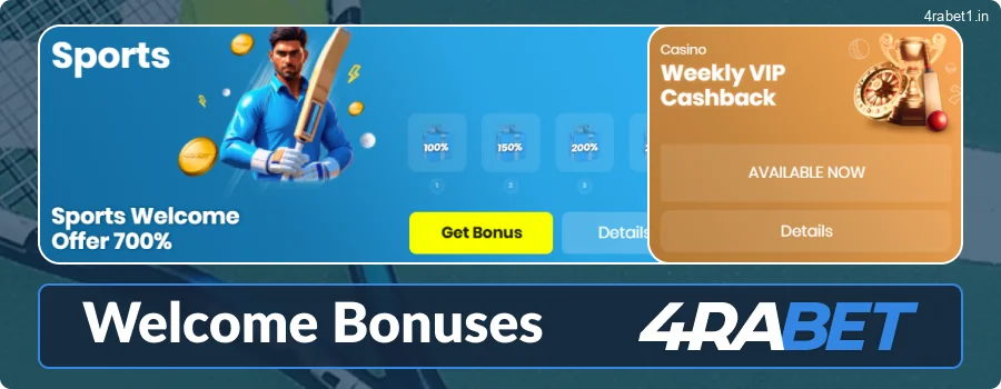 New 4raBet users can take advantage of generous welcome packages: