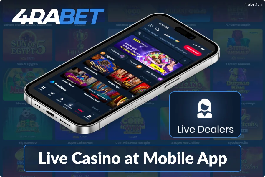 Experience the Live Casino directly through the 4rabet mobile app