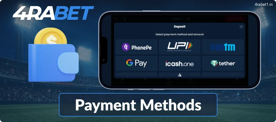 4rabet provides a variety of convenient payment options via the app