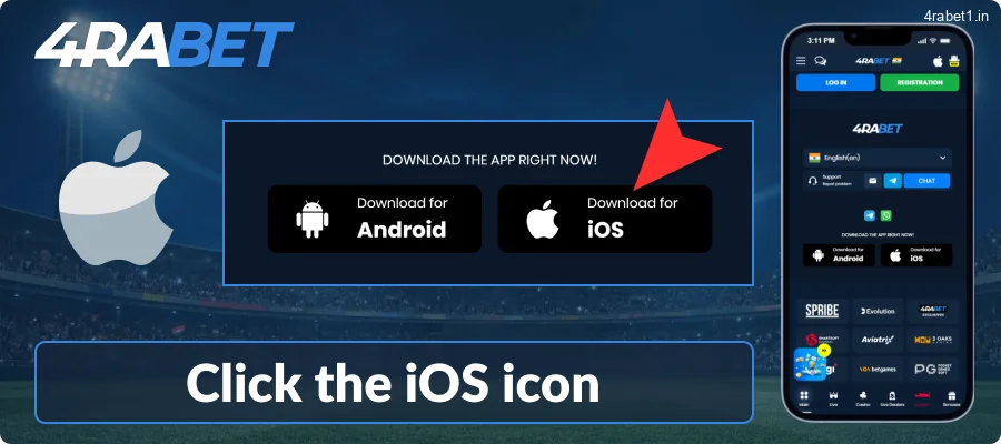Tap the iOS icon located in the top right corner of the page,