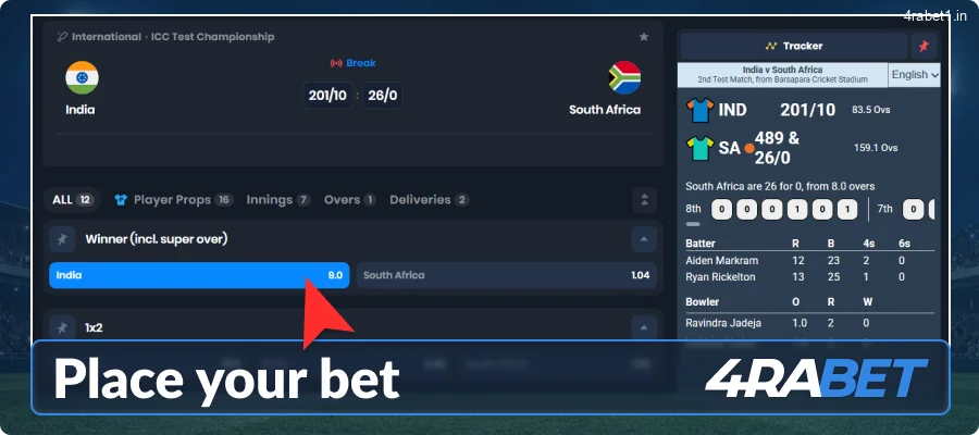 How to Place Your First Cricket Bet at 4rabet India