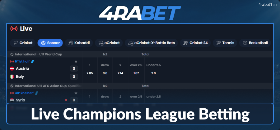 Real-Time Football Betting with 4rabet India