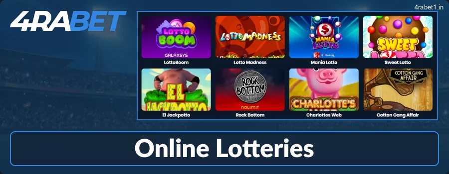 Experience online lotteries at 4rabet, tailored specifically for Indian players.
