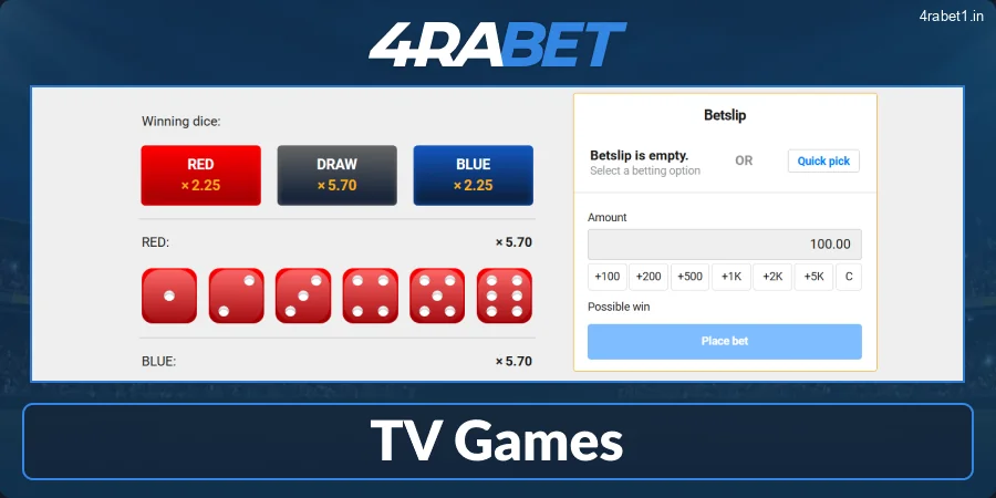 Live TV Games for 4rabet Users in India